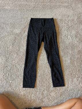 Lululemon Align High-Rise Crop Leggings in Black Tonal Leopard Print, Size 4